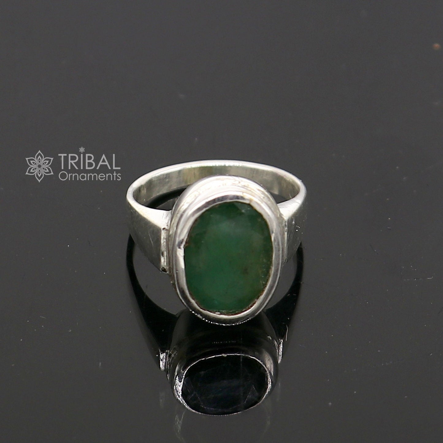 Authentic real 6 carat Green emerald stone 925 sterling silver handmade ring band for both men's and girl's, best Astro ring  sr377 - TRIBAL ORNAMENTS