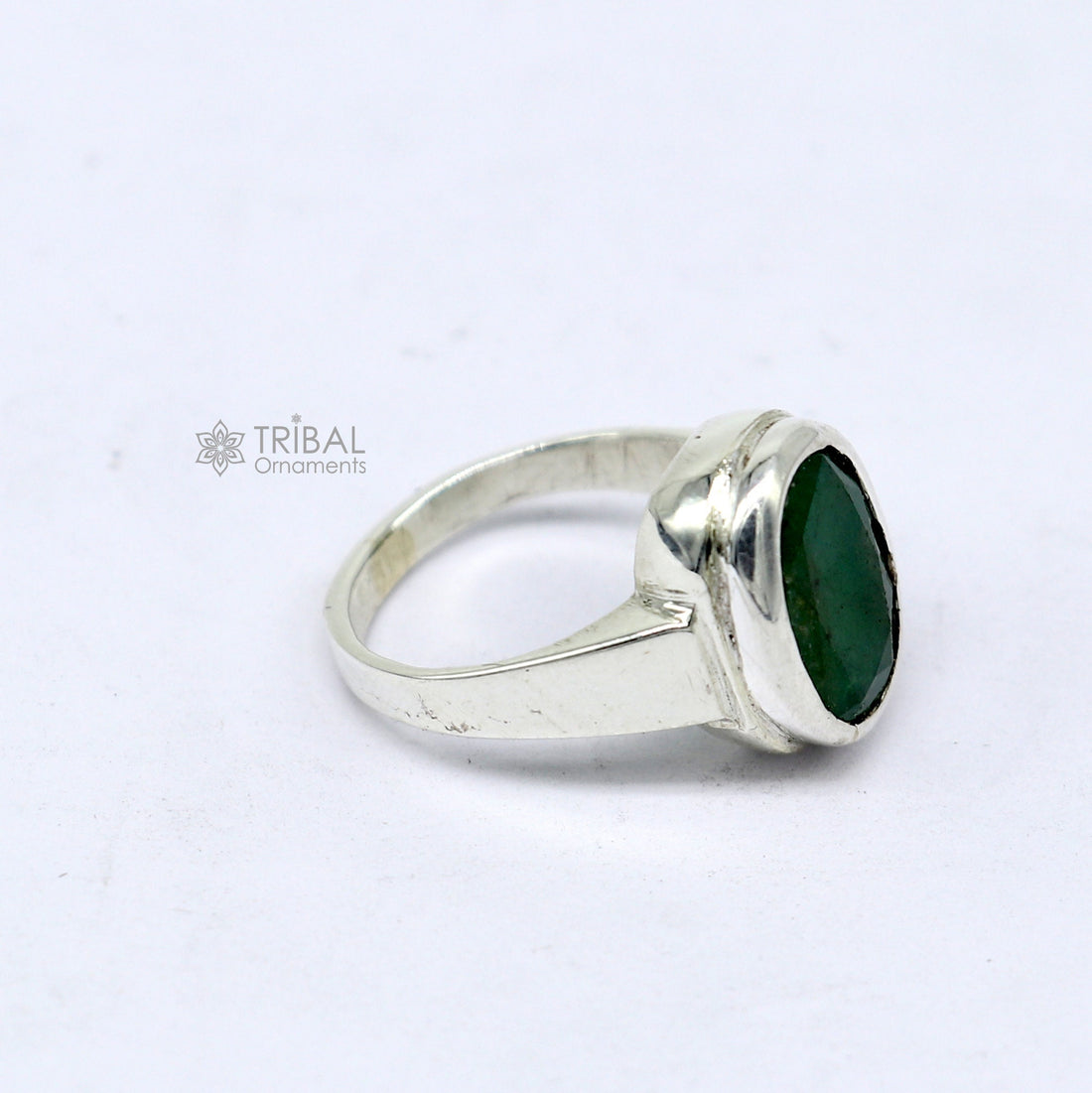 Authentic real 6 carat Green emerald stone 925 sterling silver handmade ring band for both men's and girl's, best Astro ring  sr377 - TRIBAL ORNAMENTS