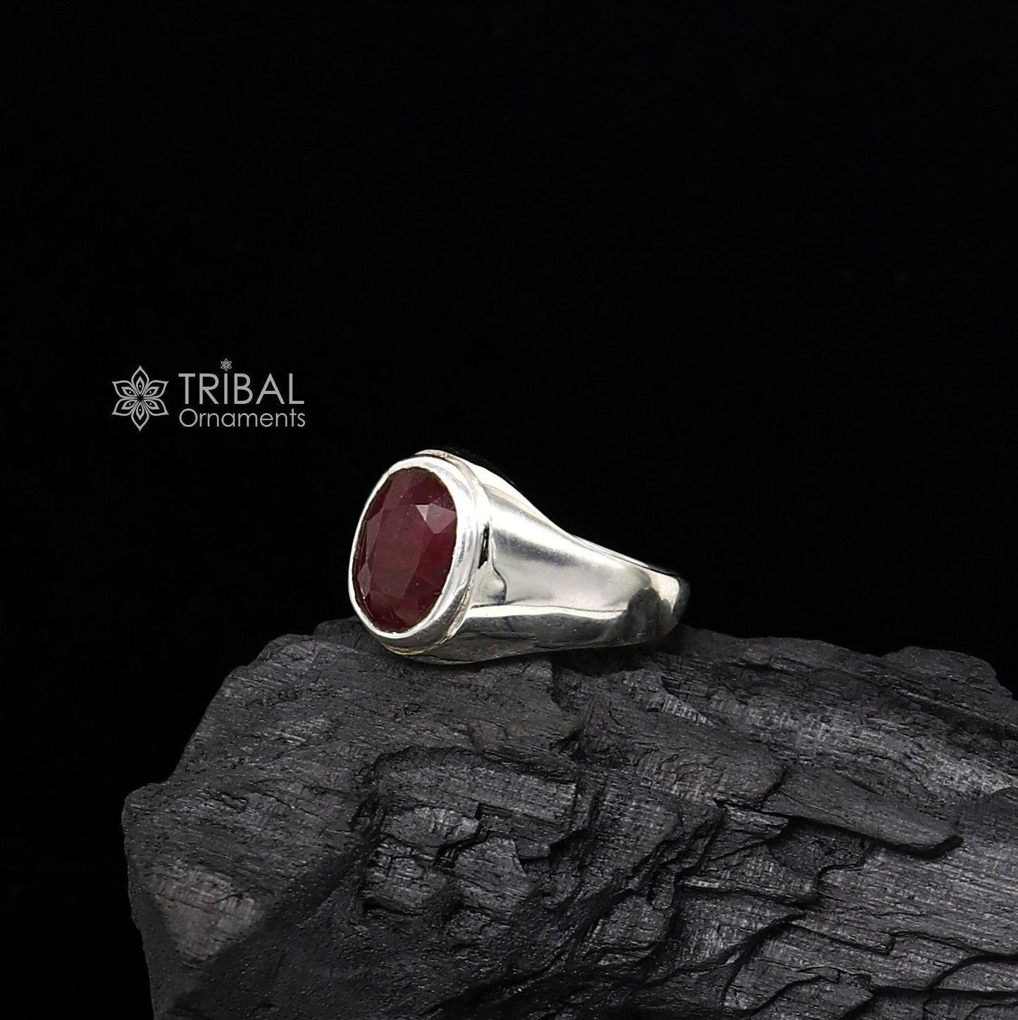 Authentic real 6 carat ruby (manak) stone 925 sterling silver handmade ring band for both men's and girl's, best Astro ring  sr378 - TRIBAL ORNAMENTS
