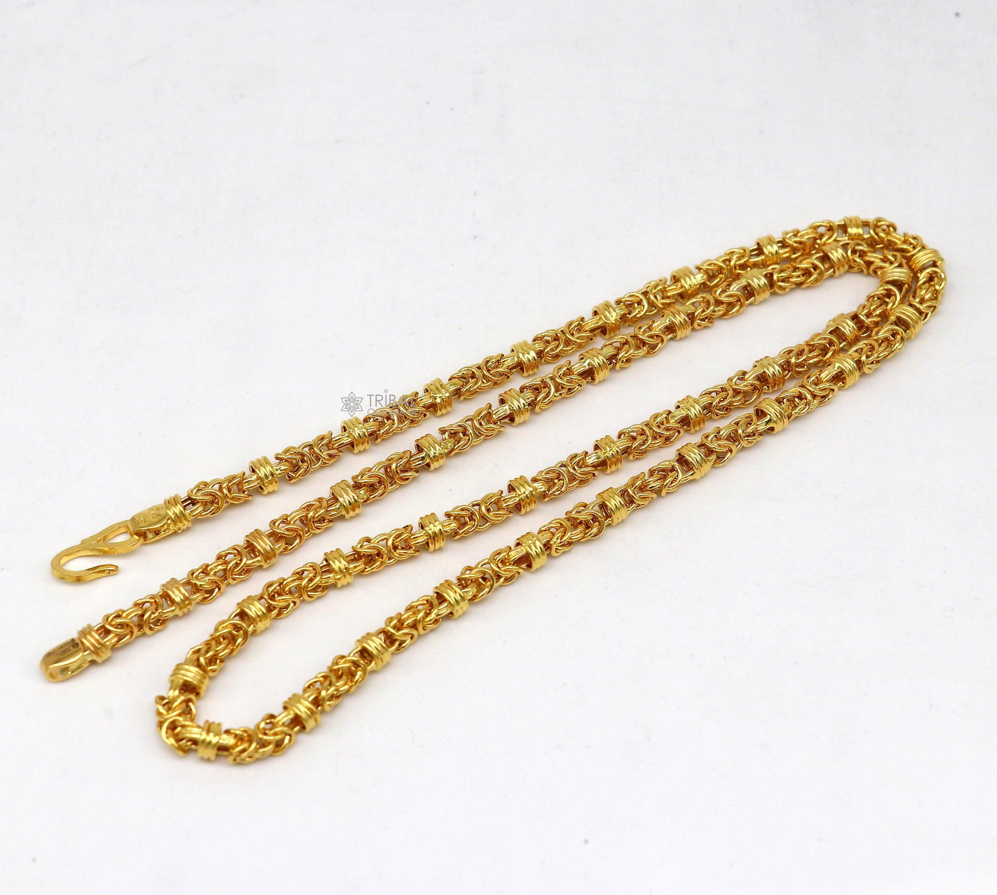 All size authentic hallmarked 22kt 22ct gold 20 to 26 inches long handmade fabulous byzantine stylish chain necklace unisex gifting gch588 - TRIBAL ORNAMENTS