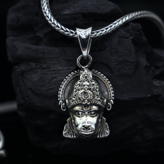 Divine 925 sterling silver trendy lord hanuman face pendant daily use pendant best delicate kavacham jewelry NSP678 - TRIBAL ORNAMENTS