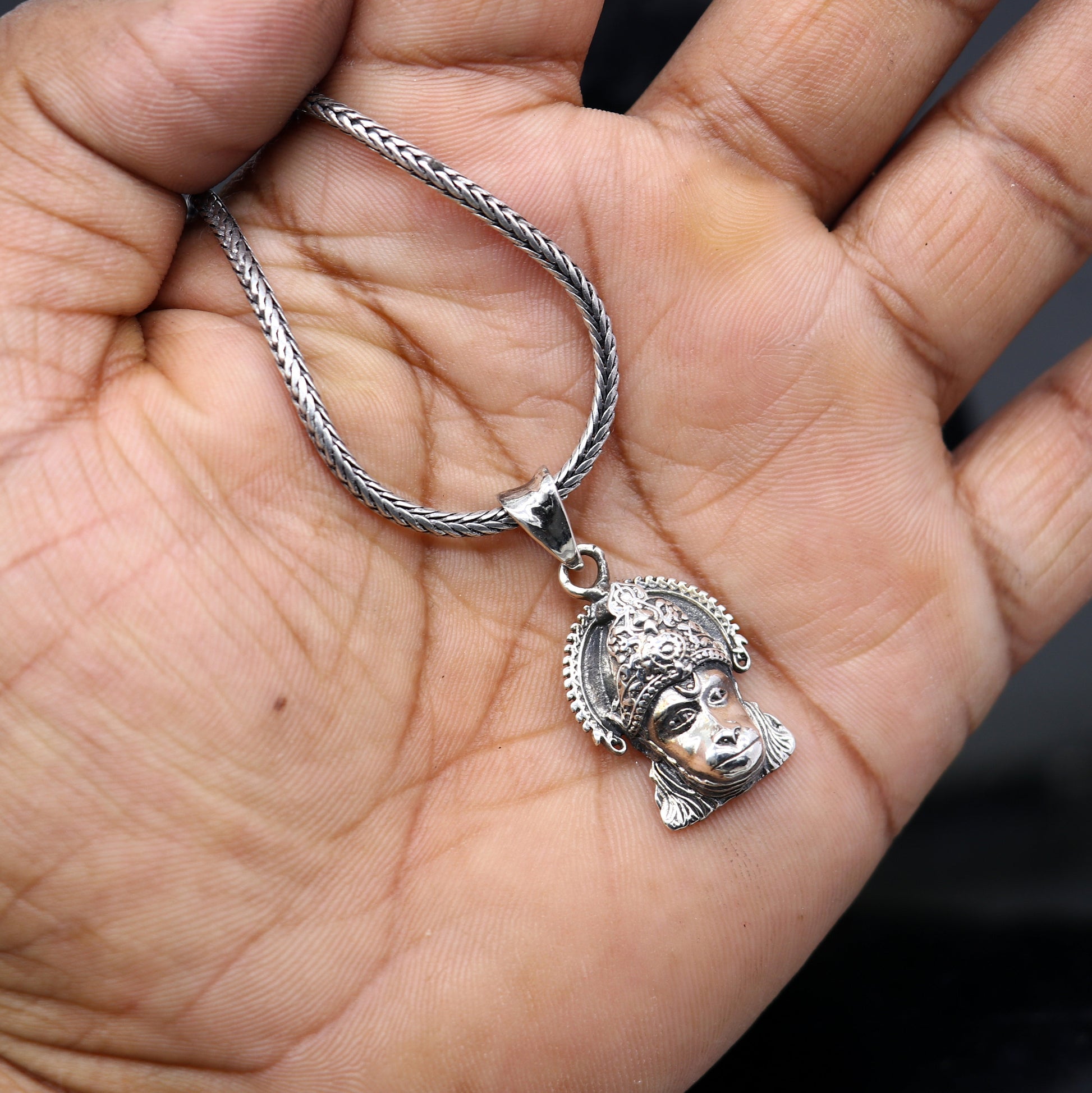 Divine 925 sterling silver trendy lord hanuman face pendant daily use pendant best delicate kavacham jewelry NSP678 - TRIBAL ORNAMENTS