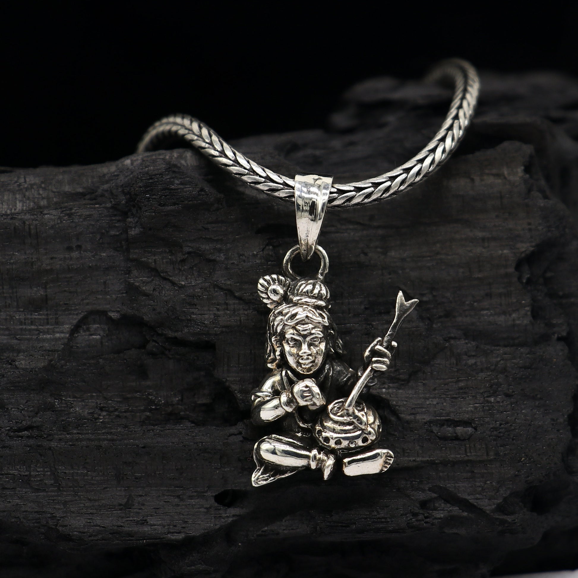 Little Krishna  925 sterling silver trendy lord Krishna Makhan Gopala pendant daily use pendant best delicate necklace jewelry NSP681 - TRIBAL ORNAMENTS