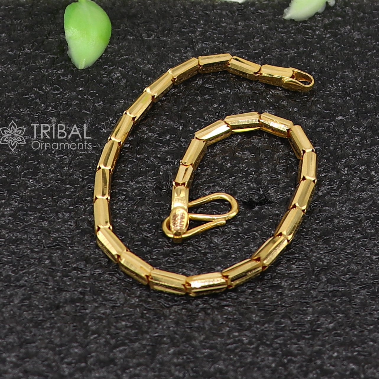 Exclusive trendy design handmade 22kt yellow gold All size Baht chain bracelet best men's wedding gifting jewelry from india gbr76 - TRIBAL ORNAMENTS