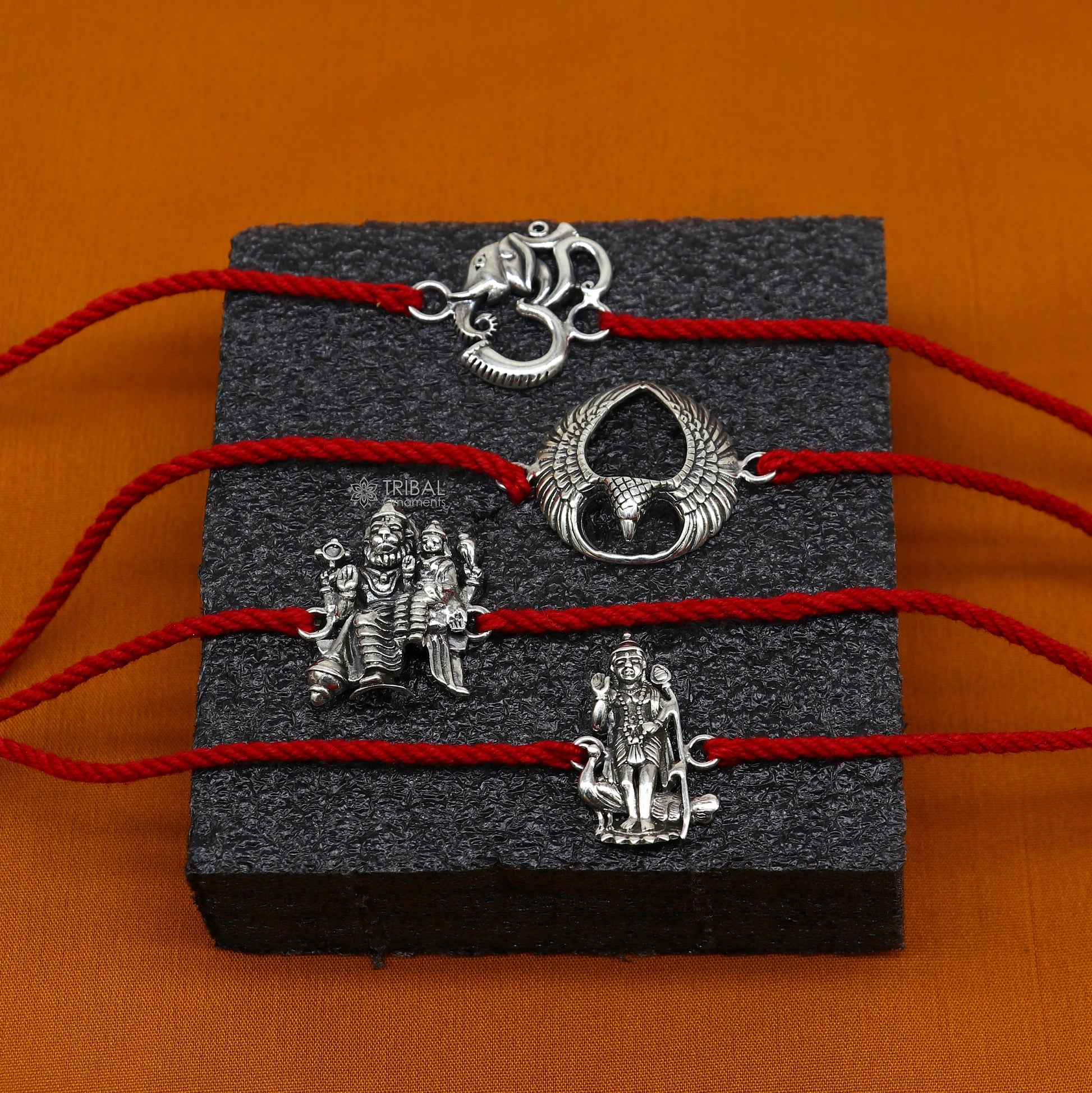 925 sterling silver handmade Unique god idols design Rakhi Bracelet, Exclusive sibling Bracelet Rakshabandhan gift rk305 - TRIBAL ORNAMENTS
