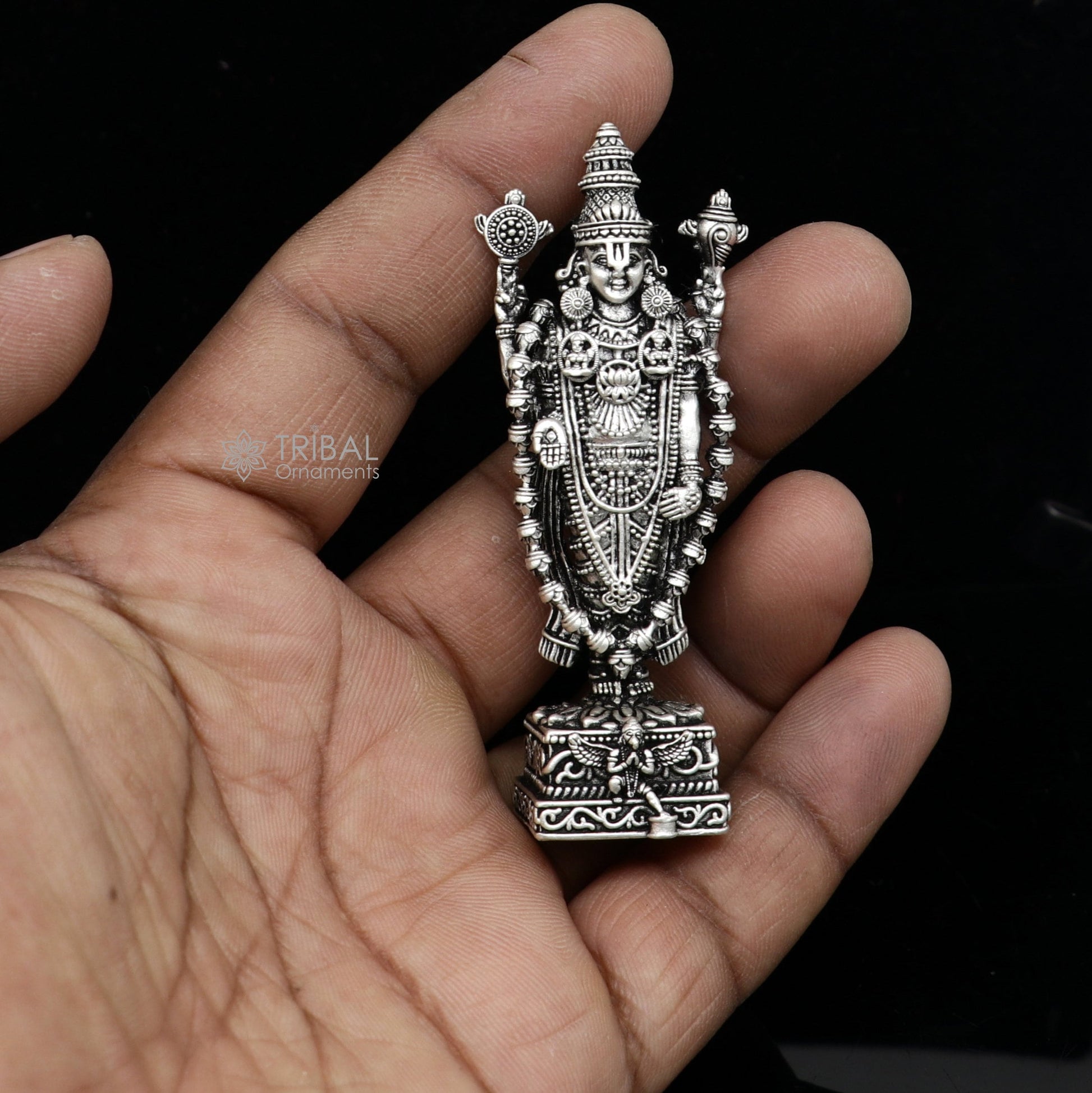 3" 925 sterling silver stylish divine venkateswara swamy idol tirupati balaji statue sculpture figurine amazing crafted statue gift art657 - TRIBAL ORNAMENTS