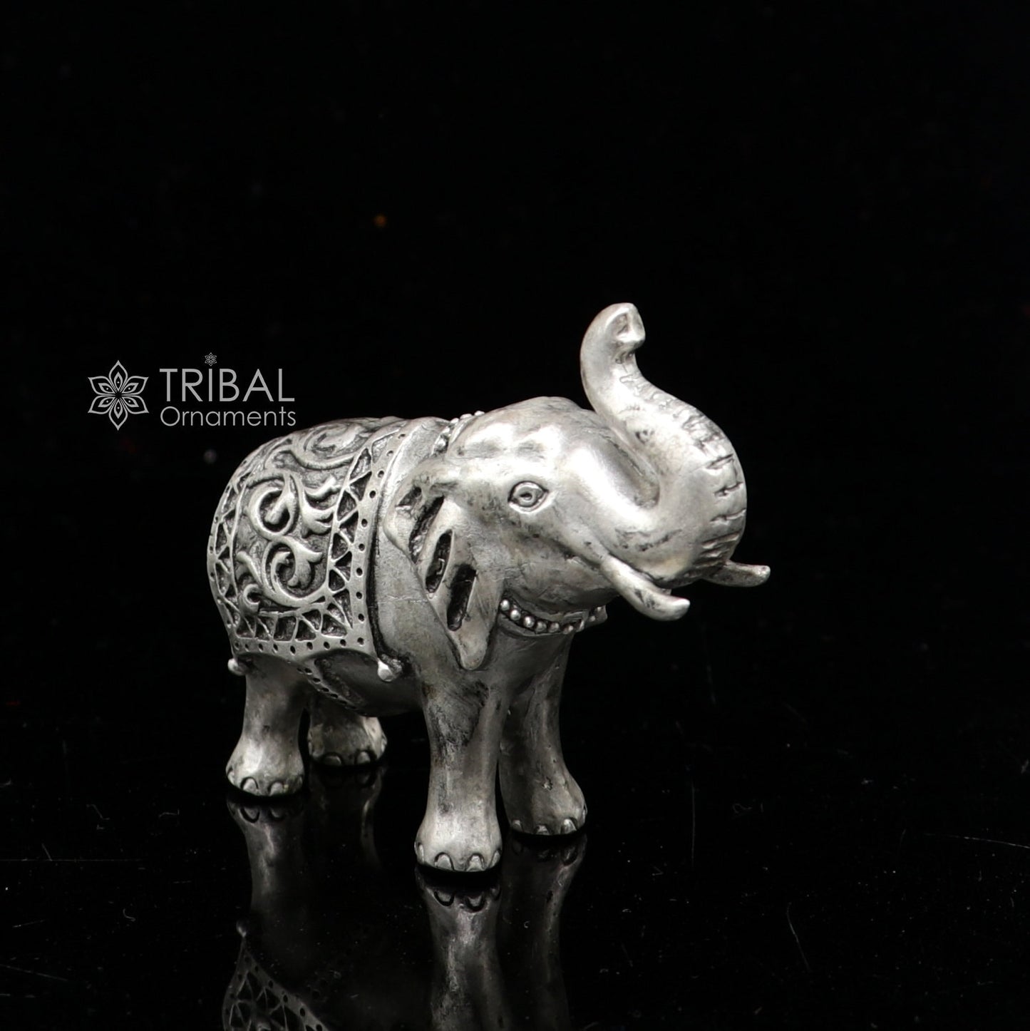 Divine 925 Sterling silver Divine Elephant statues, puja articles figurines, best silver article for your homes wealth and prosperity art660 - TRIBAL ORNAMENTS