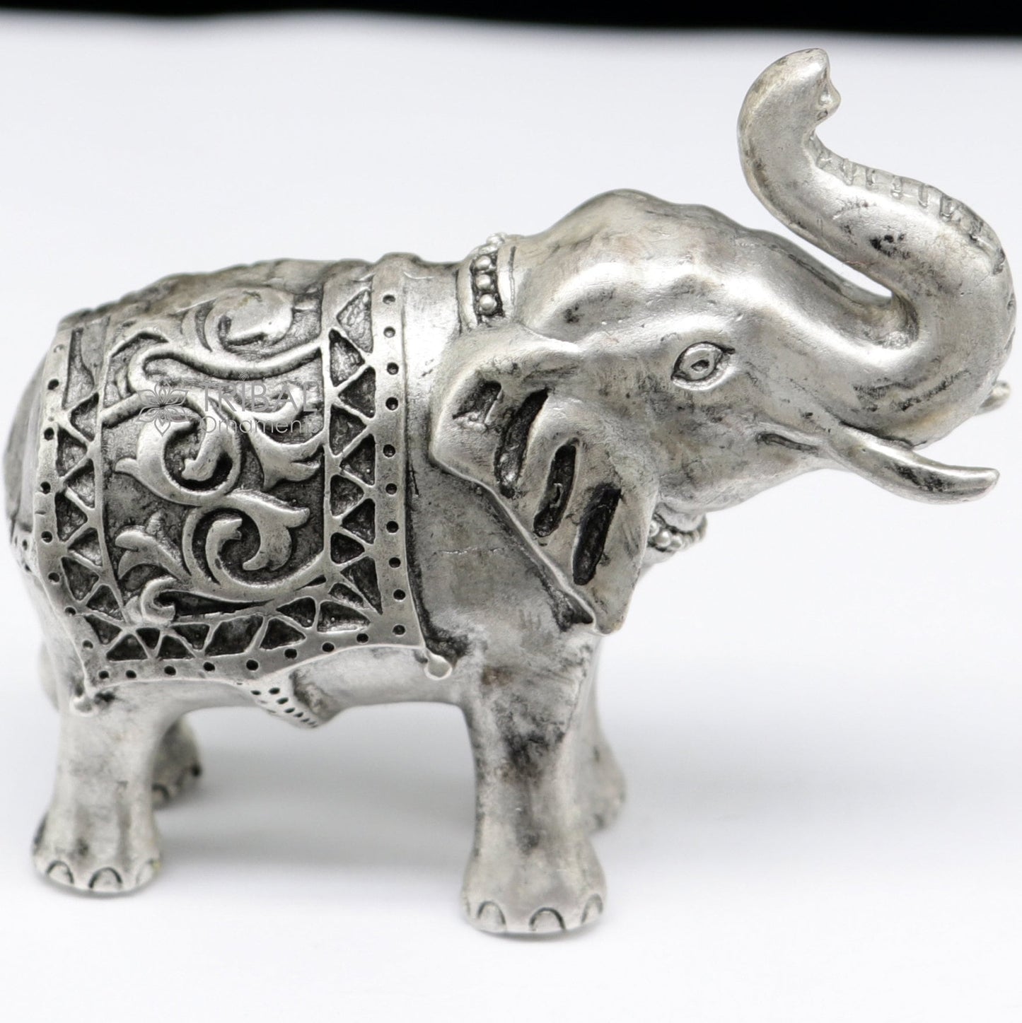 Divine 925 Sterling silver Divine Elephant statues, puja articles figurines, best silver article for your homes wealth and prosperity art660 - TRIBAL ORNAMENTS