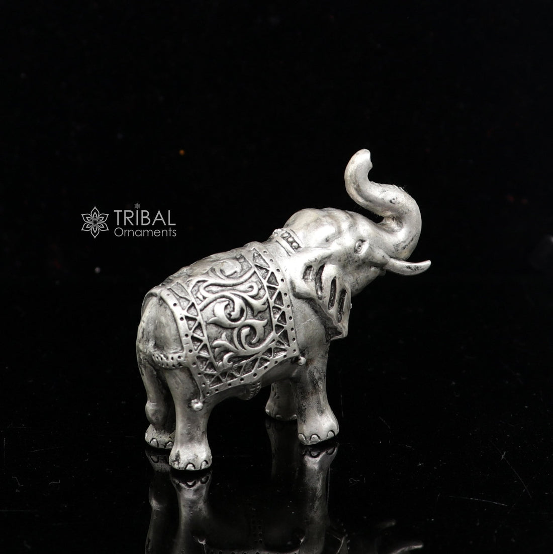 Divine 925 Sterling silver Divine Elephant statues, puja articles figurines, best silver article for your homes wealth and prosperity art660 - TRIBAL ORNAMENTS