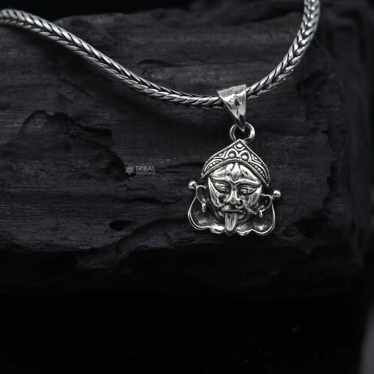 925 Sterling silver goddess MAHAKALI/KALI MATA design divine kali devi maa pendant for protection nsp700 - TRIBAL ORNAMENTS