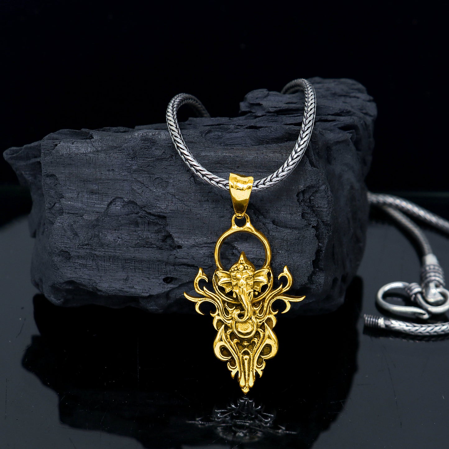 925 sterling silver Lord GANESHA unique design pendant necklace, Lord Ganesha unique style handmade pendant for unisex  Nsp711 - TRIBAL ORNAMENTS