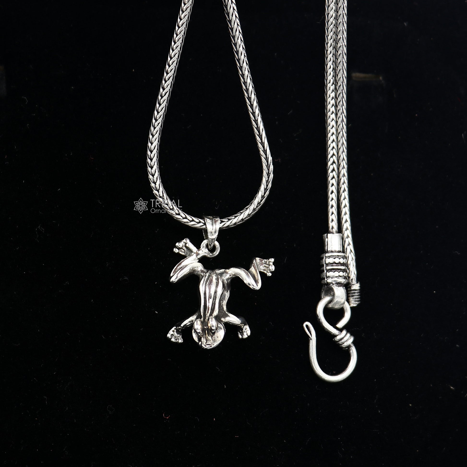 925 sterling silver unique design FROGG pendant wheat chain necklace locket best gifting jewelry Nsp721 - TRIBAL ORNAMENTS