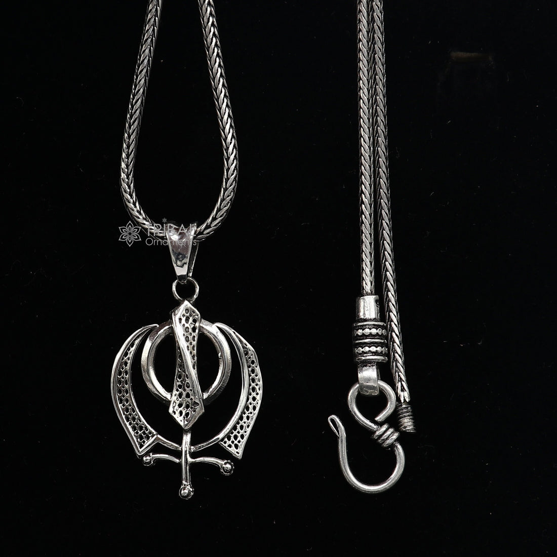 925 pure silver Divine GURU Nanak sahib khalsa pendant best gifting pendant, wheat chain necklace locket  delicate unisex  jewelry nsp727 - TRIBAL ORNAMENTS