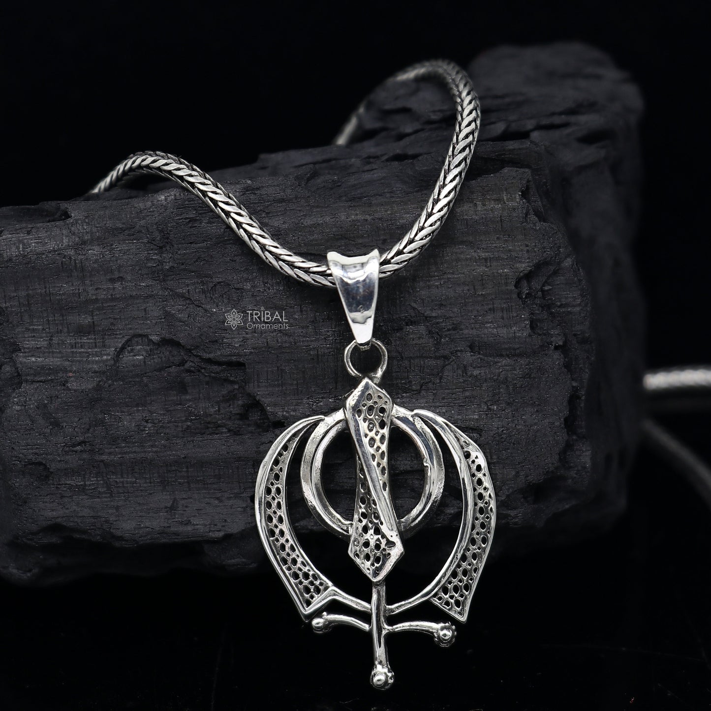 925 pure silver Divine GURU Nanak sahib khalsa pendant best gifting pendant, wheat chain necklace locket  delicate unisex  jewelry nsp727 - TRIBAL ORNAMENTS