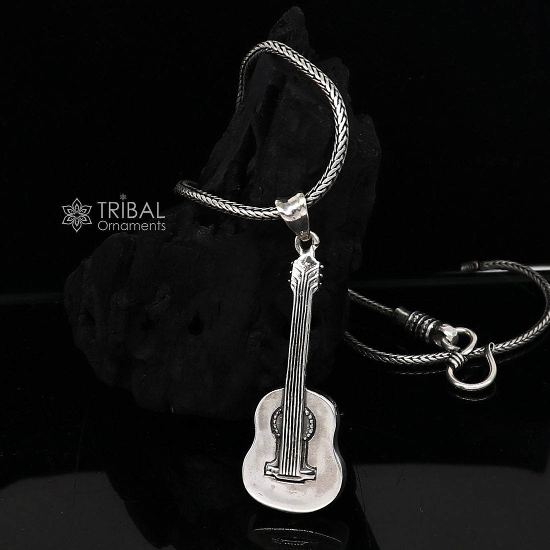 925 pure silver Divine GUITAR pendant best gifting pendant, wheat chain necklace locket best gifting delicate unisex  jewelry NSP728 - TRIBAL ORNAMENTS