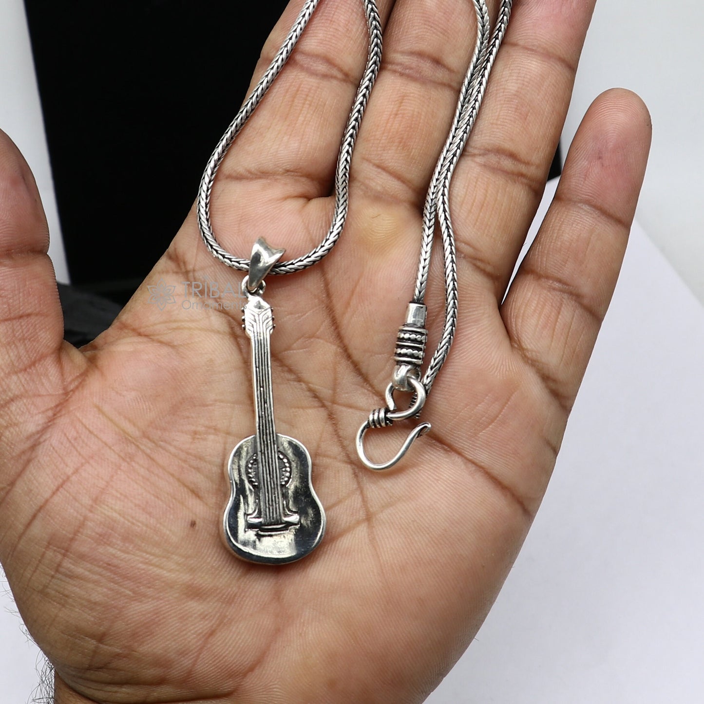 925 pure silver Divine GUITAR pendant best gifting pendant, wheat chain necklace locket best gifting delicate unisex  jewelry NSP728 - TRIBAL ORNAMENTS