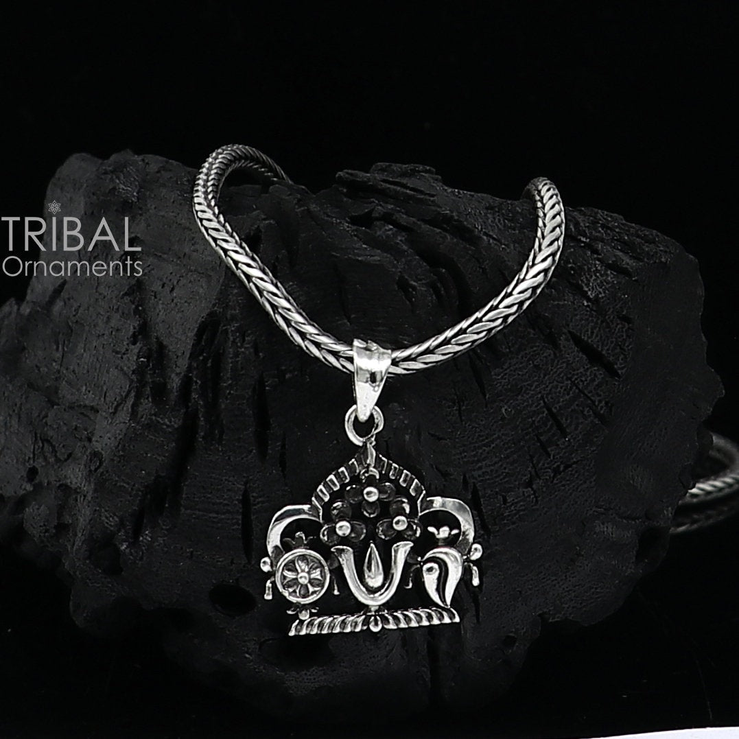 925 pure silver Divine Swaminarayana pendant best gifting pendant, wheat chain necklace locket best gifting delicate unisex  jewelry NSP731 - TRIBAL ORNAMENTS