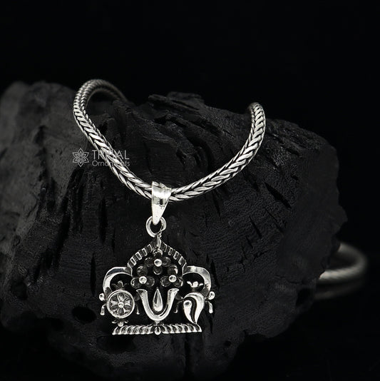 925 pure silver Divine Swaminarayana pendant best gifting pendant, wheat chain necklace locket best gifting delicate unisex  jewelry NSP731 - TRIBAL ORNAMENTS