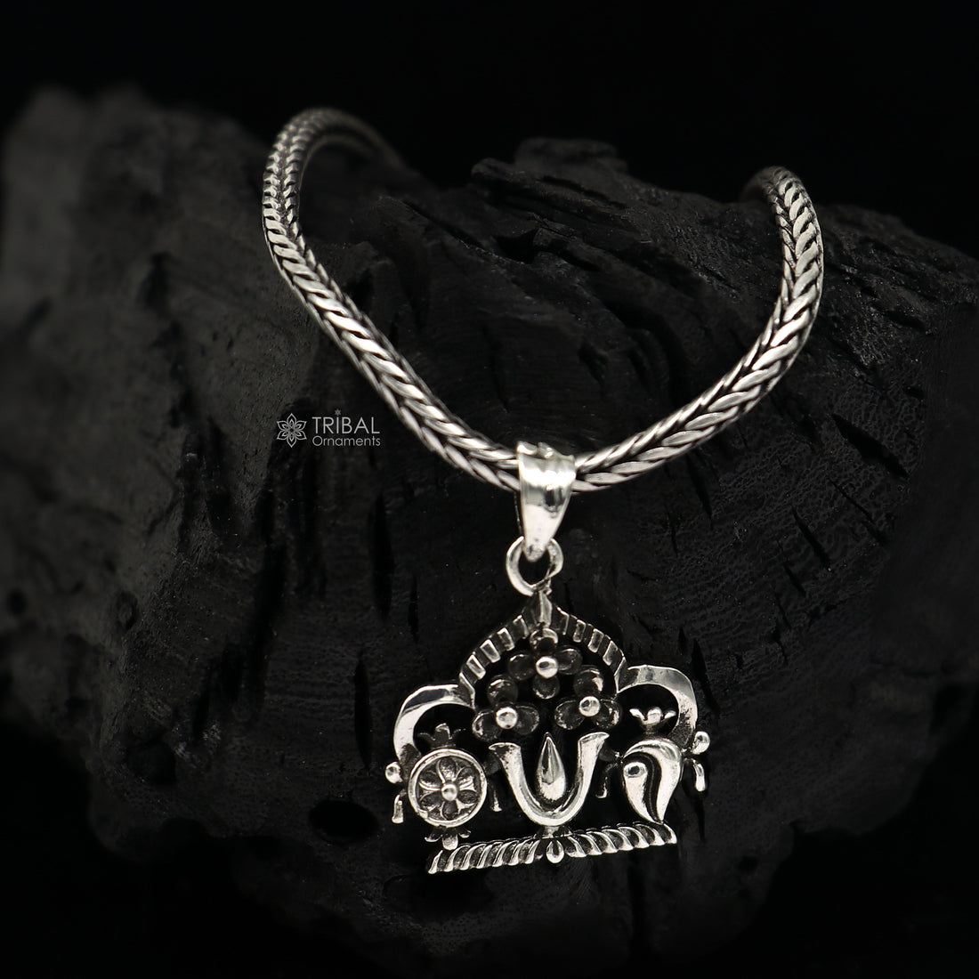 925 pure silver Divine Swaminarayana pendant best gifting pendant, wheat chain necklace locket best gifting delicate unisex  jewelry NSP731 - TRIBAL ORNAMENTS