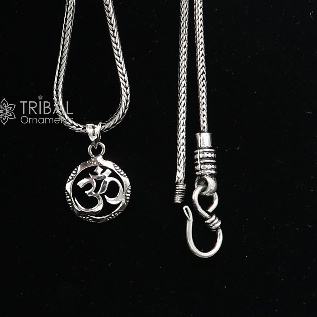 925 pure silver AUM OR OM mantra pendant best gifting pendant, wheat chain necklace locket best gifting jewelry NSP732 - TRIBAL ORNAMENTS