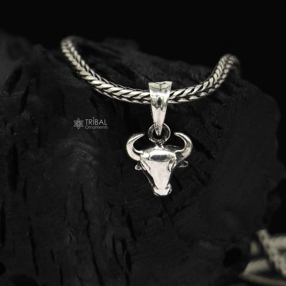 925 pure silver divine BULL face pendant best gifting pendant, wheat chain necklace locket best gifting delicate unisex  jewelry nsp734 - TRIBAL ORNAMENTS