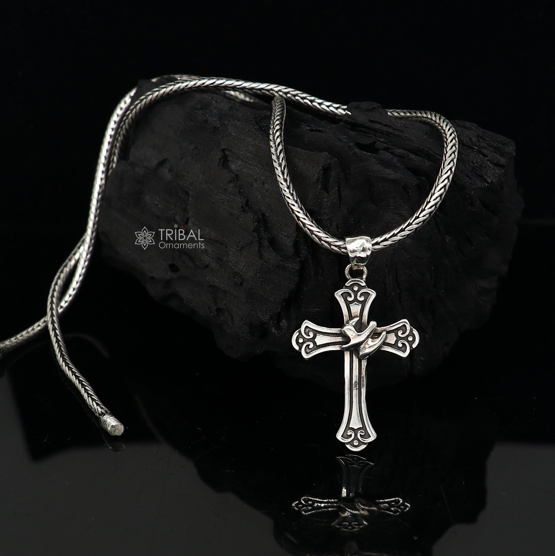 925 pure silver divine CROSS pendant best gifting pendant, wheat chain necklace locket best gifting delicate unisex  jewelry nsp737 - TRIBAL ORNAMENTS