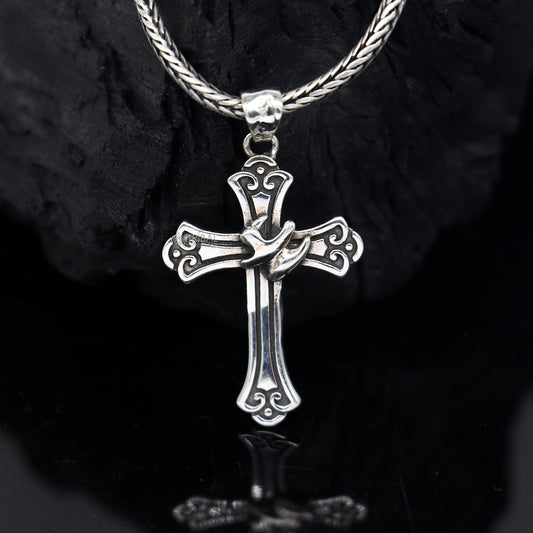 925 pure silver divine CROSS pendant best gifting pendant, wheat chain necklace locket best gifting delicate unisex  jewelry nsp737 - TRIBAL ORNAMENTS