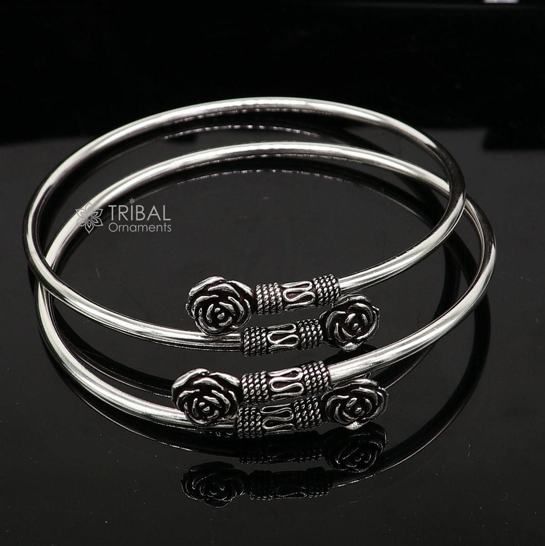 Trendy cultural 925 sterling silver handmade fabulous foot anklet kada/anklet amazing rose flower design tribal ethnic jewelry india nsfk103 - TRIBAL ORNAMENTS