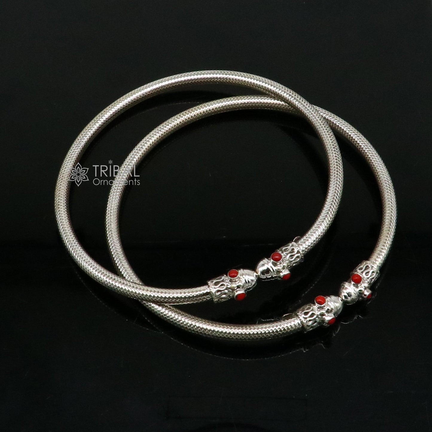 Trendy cultural 925 sterling silver handmade fabulous foot anklet kada/anklet amazing red coral stone tribal ethnic jewelry india nsfk106 - TRIBAL ORNAMENTS