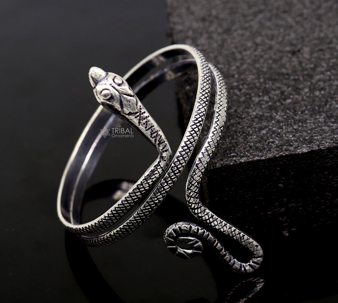 925 sterling silver handmade unique snake design armlet, Cuff bracelet bangle, best arm bracelet or ankle bracelet combo use jewelry nsk724 - TRIBAL ORNAMENTS