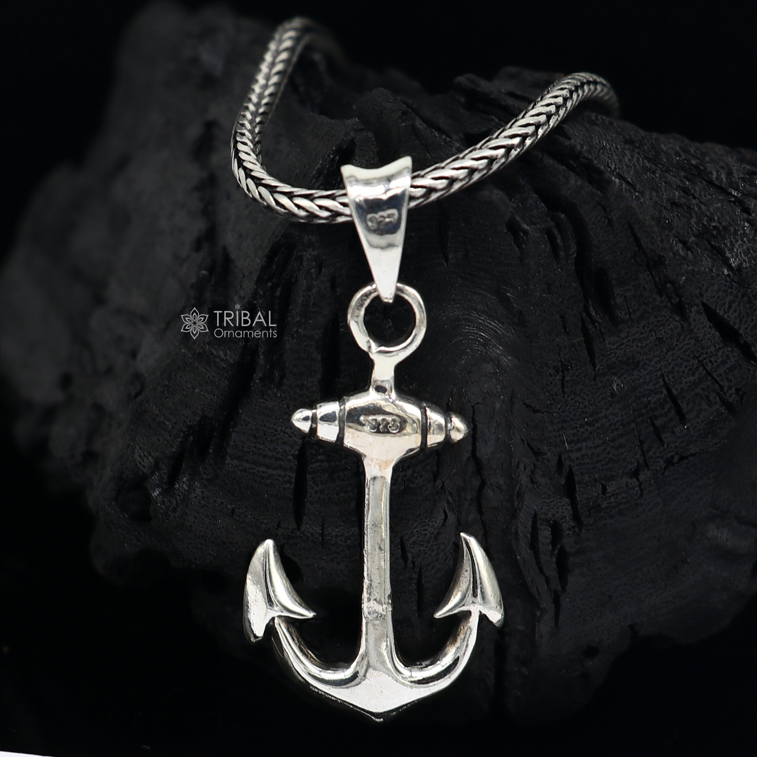Punk Pirates of The Caribbean Anchor Medal Pendant Stainless Steel Nautical  Anchor Necklace Men's Hip Hop