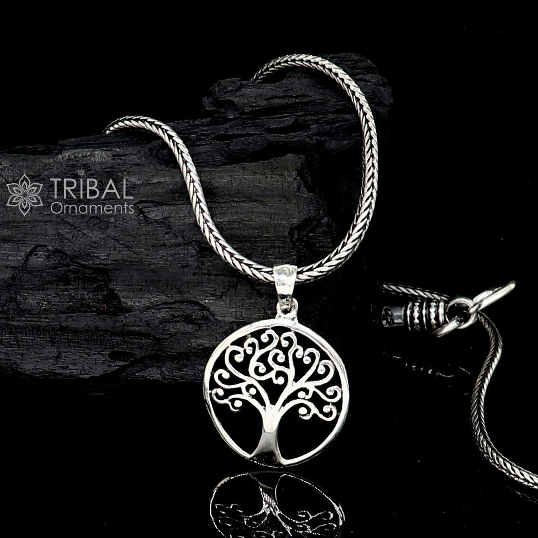 925 Sterling silver handmade unique TREE design peandant necklace best gifting jewelry from india nsp739 - TRIBAL ORNAMENTS