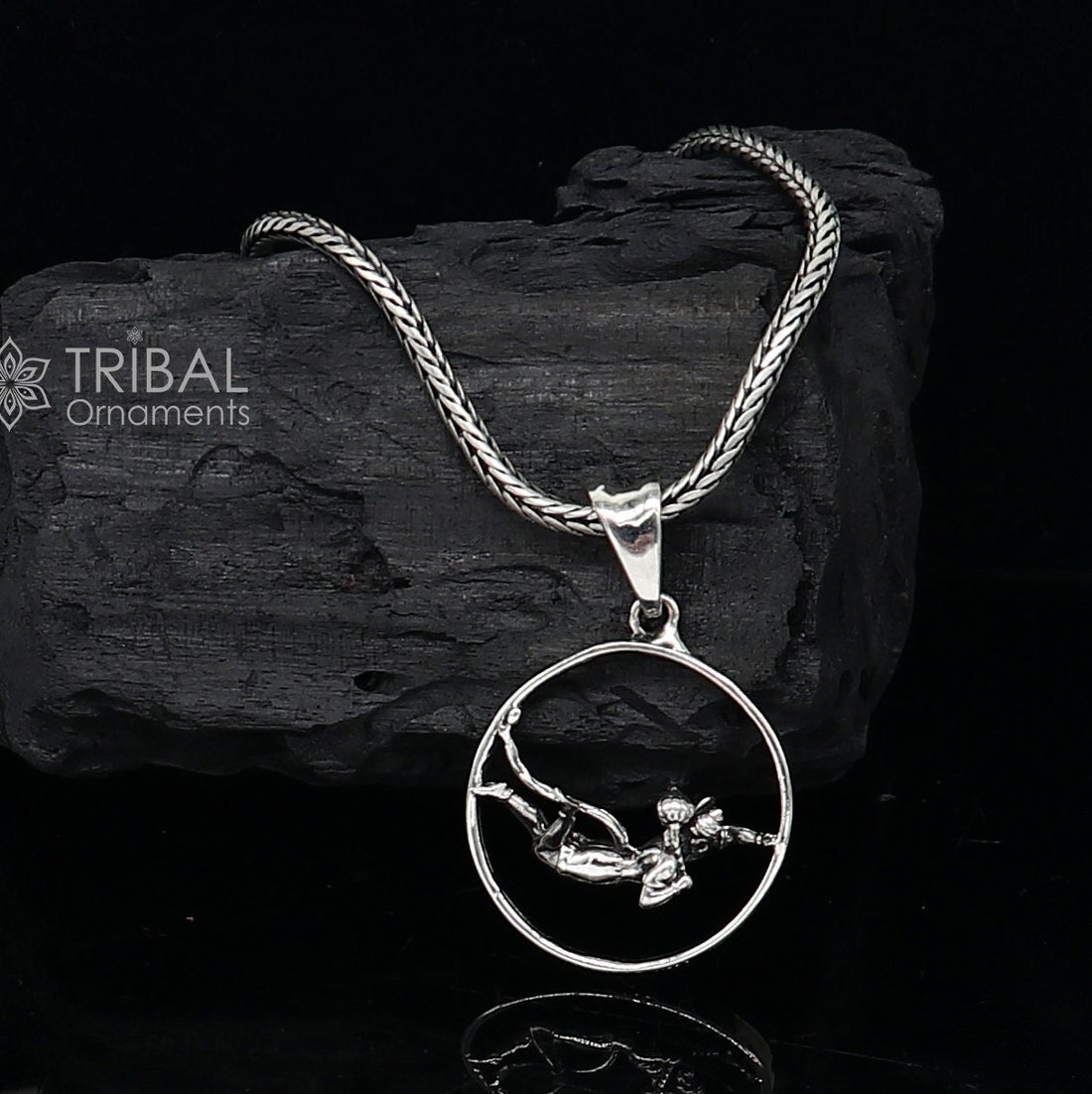 925 pure silver LORD HANUMAN pendant best gifting pendant, wheat chain necklace locket best gifting delicate unisex  jewelry nsp742 - TRIBAL ORNAMENTS