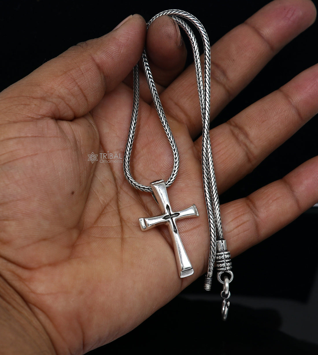 925 pure silver divine CROSS pendant best gifting pendant, wheat chain necklace locket best gifting delicate unisex  jewelry nsp745 - TRIBAL ORNAMENTS