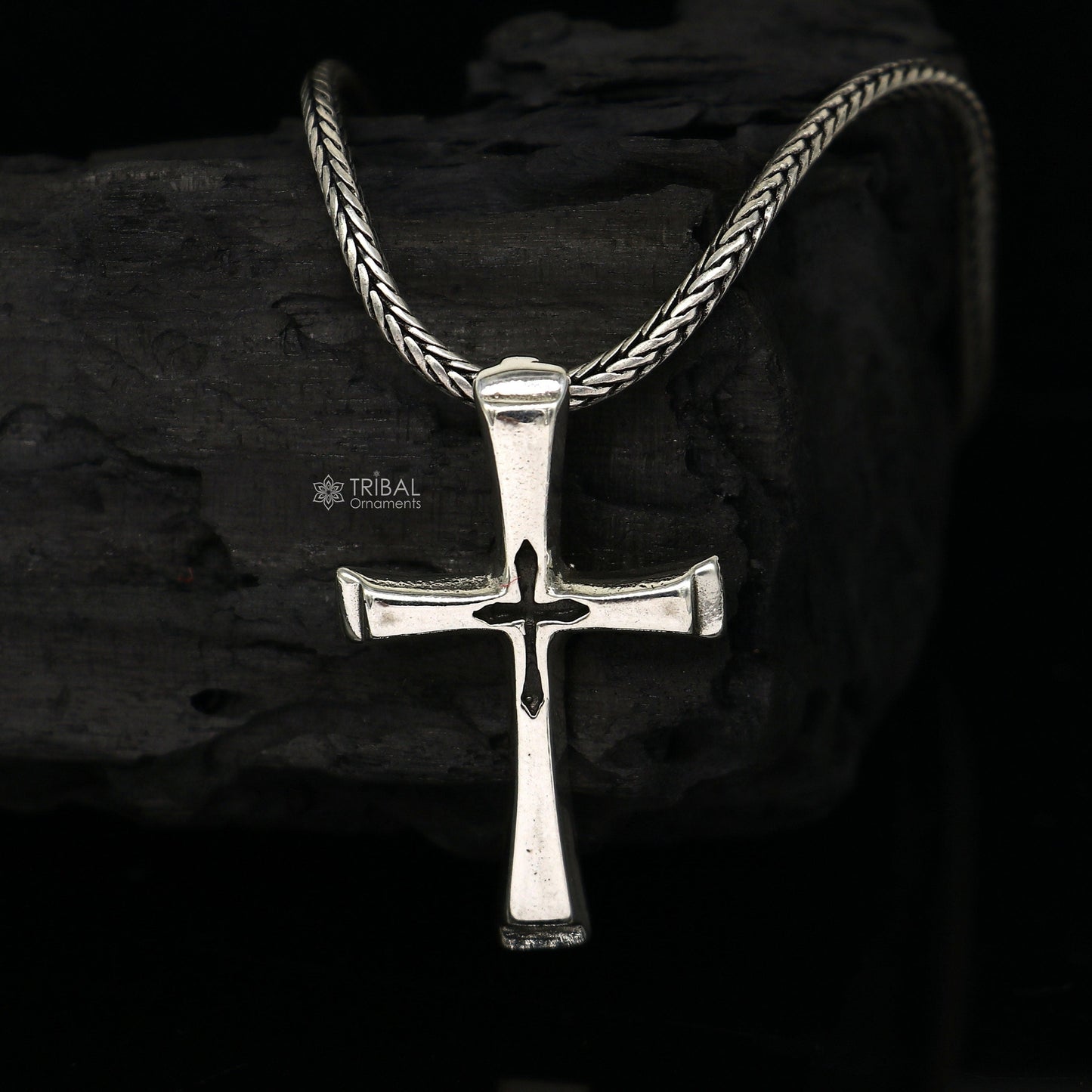 925 pure silver divine CROSS pendant best gifting pendant, wheat chain necklace locket best gifting delicate unisex  jewelry nsp745 - TRIBAL ORNAMENTS