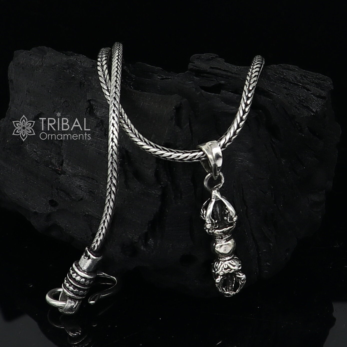 925 Sterling silver unique  design Men Vantage Crafts Vajra Lucky Pendant best gifting jewelry NSP746 - TRIBAL ORNAMENTS