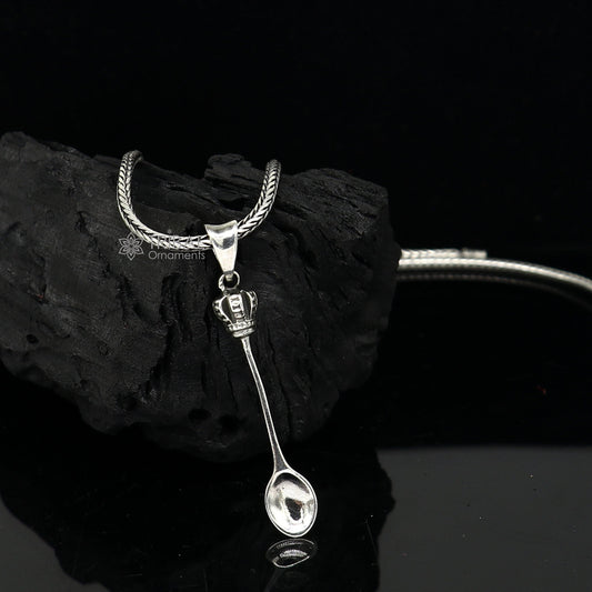 925 Sterling silver unique spoon design Men Vantage Crafts Pendant best gifting jewelry NSP752 - TRIBAL ORNAMENTS