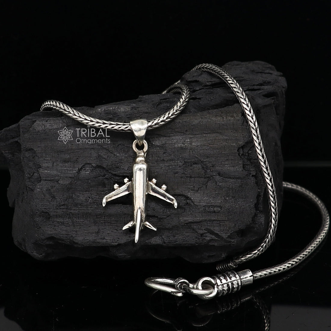 925 pure silver Divine AEROPLANE/Fiter jet pendant best gifting pendant, wheat chain necklace locket delicate unisex  jewelry NSP754 - TRIBAL ORNAMENTS