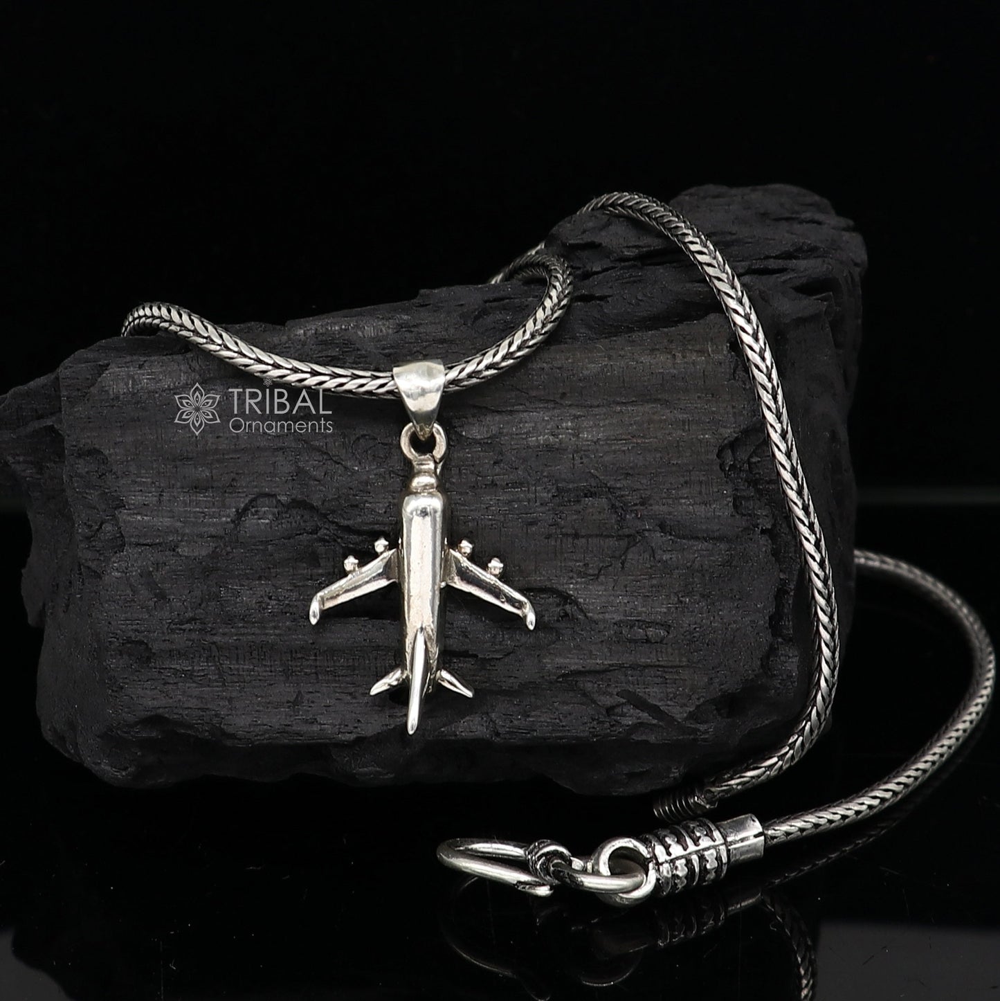 925 pure silver Divine AEROPLANE/Fiter jet pendant best gifting pendant, wheat chain necklace locket delicate unisex  jewelry NSP754 - TRIBAL ORNAMENTS