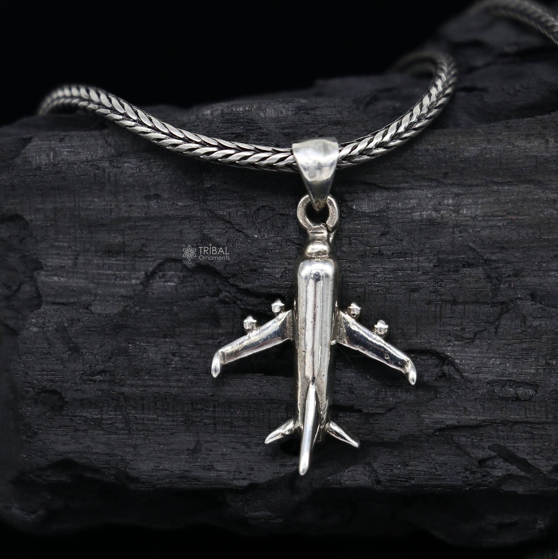 925 pure silver Divine AEROPLANE/Fiter jet pendant best gifting pendant, wheat chain necklace locket delicate unisex  jewelry NSP754 - TRIBAL ORNAMENTS