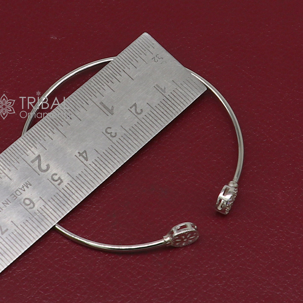 925 sterling silver handmade amazing trendy stylish girl's cuff kada bracelet, best delicate unique light weight gifting for girls cuff171 - TRIBAL ORNAMENTS