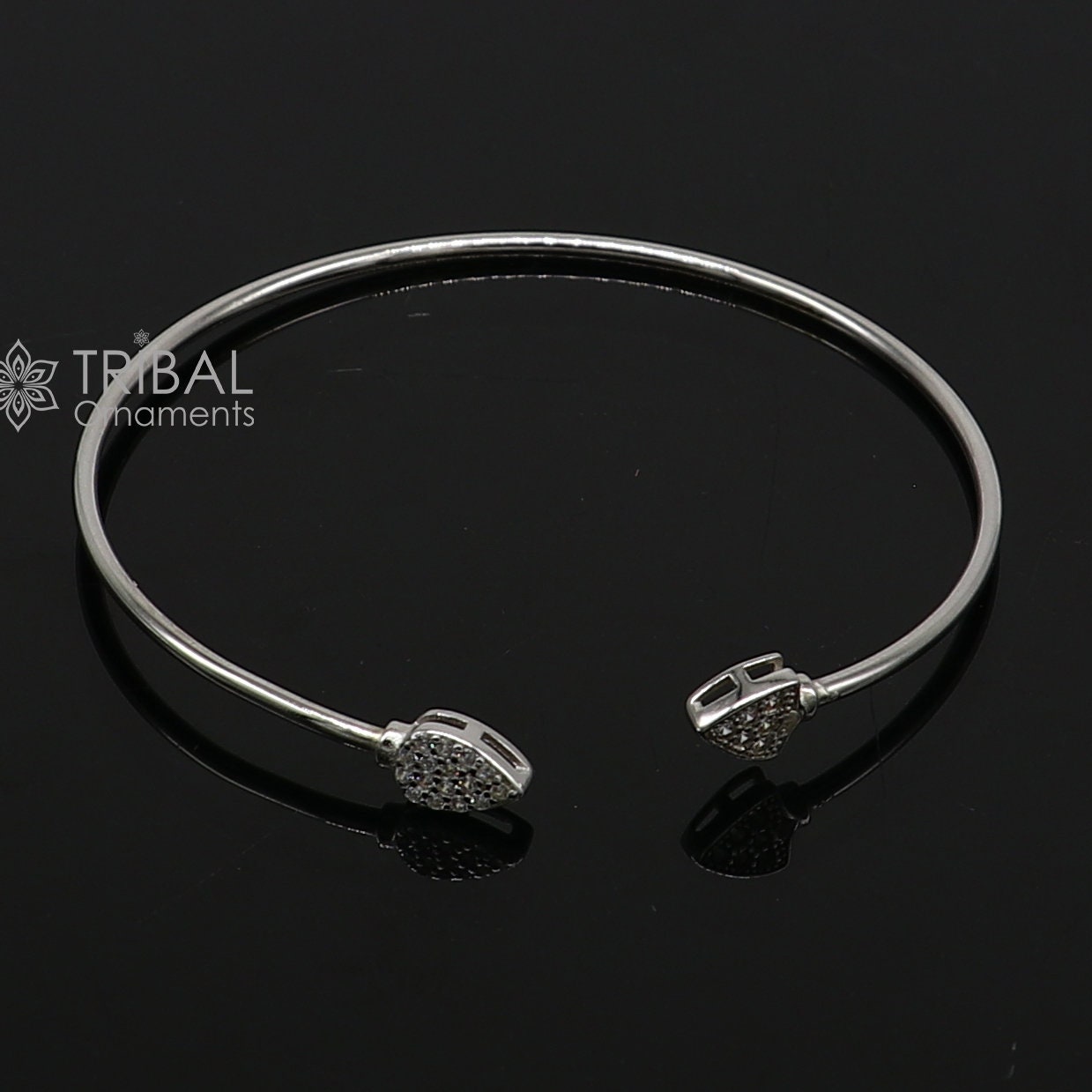 925 sterling silver handmade amazing trendy stylish girl's cuff kada bracelet, best delicate unique light weight gifting for girls cuff173 - TRIBAL ORNAMENTS