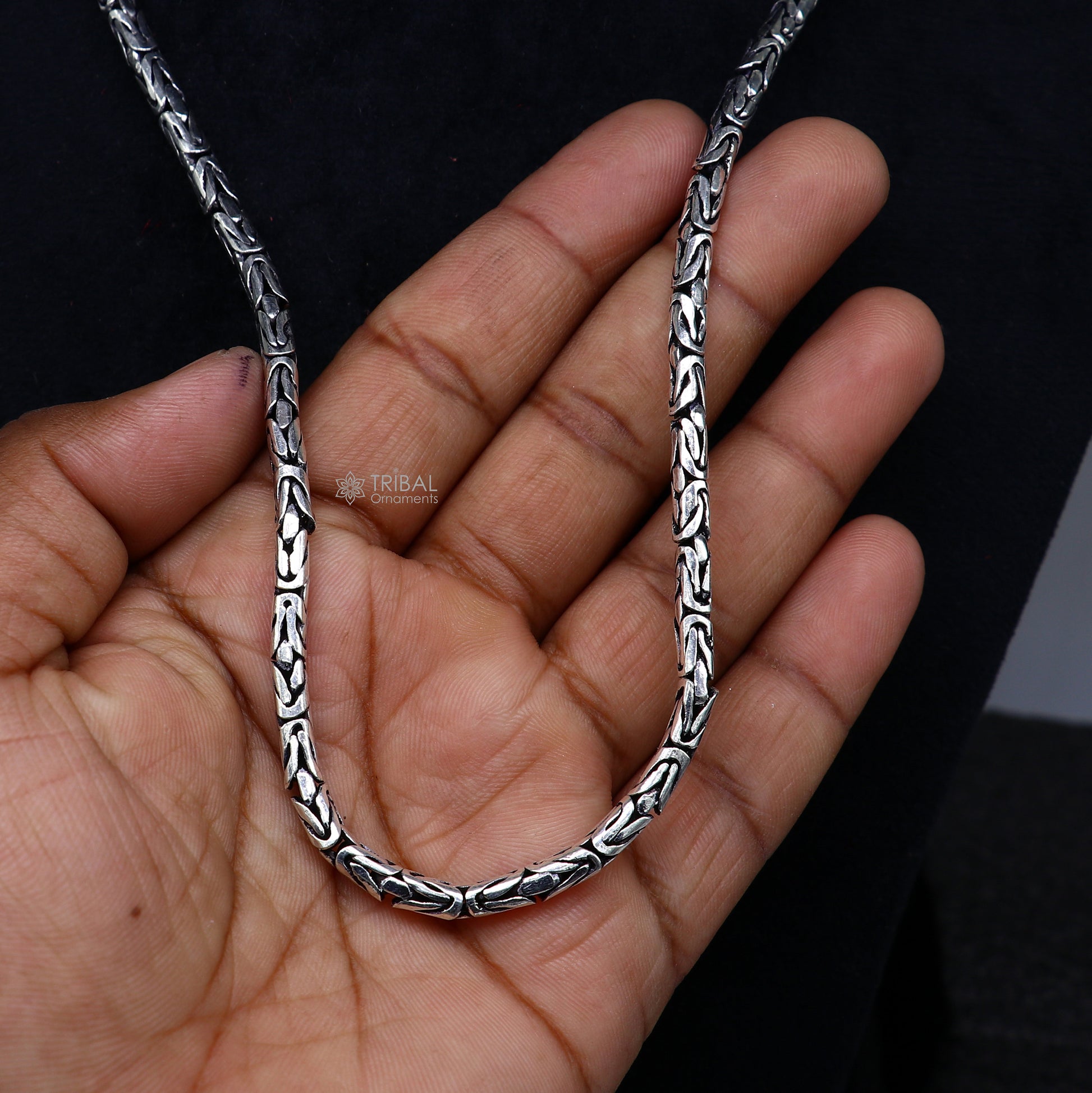 4mm 925 sterling silver handmade solid vintage byzantine design chain heavy  necklace, amazing luxury royal gifting designer jewelry ch563 - TRIBAL ORNAMENTS