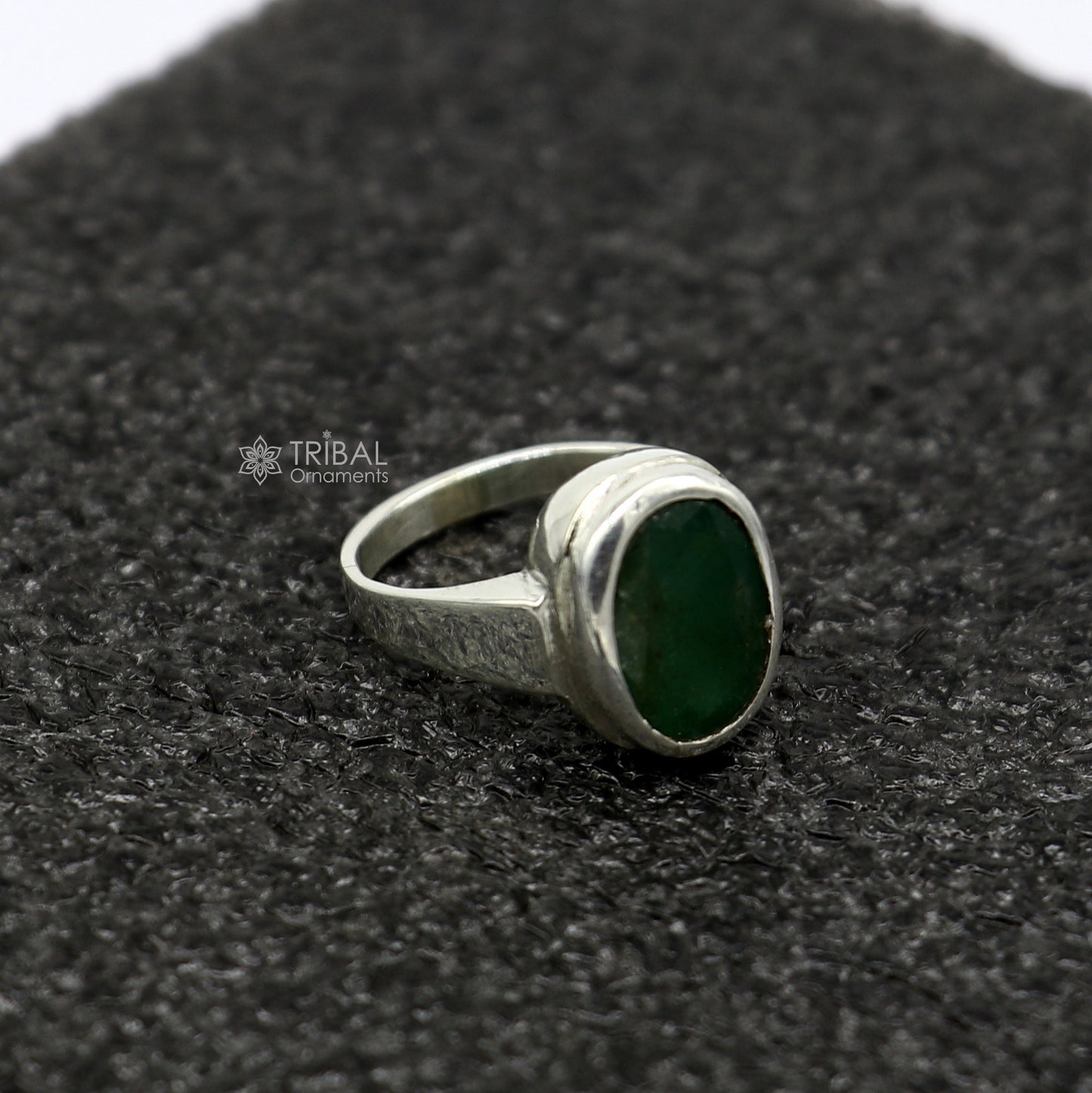 Authentic real 6 carat Green emerald stone 925 sterling silver handmade ring band for both men's and girl's, best Astro ring  sr377 - TRIBAL ORNAMENTS