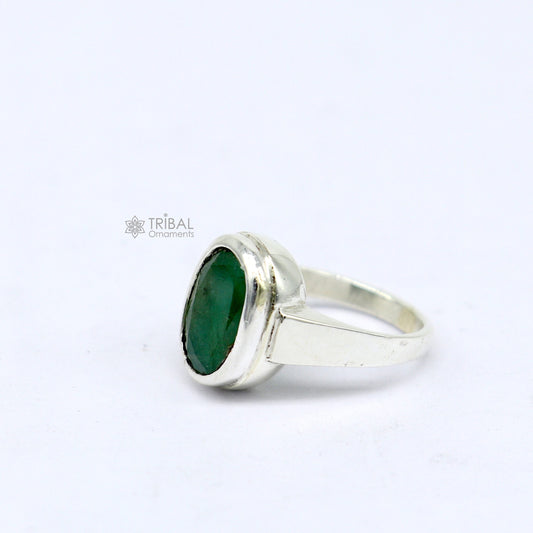 Authentic real 6 carat Green emerald stone 925 sterling silver handmade ring band for both men's and girl's, best Astro ring  sr377 - TRIBAL ORNAMENTS