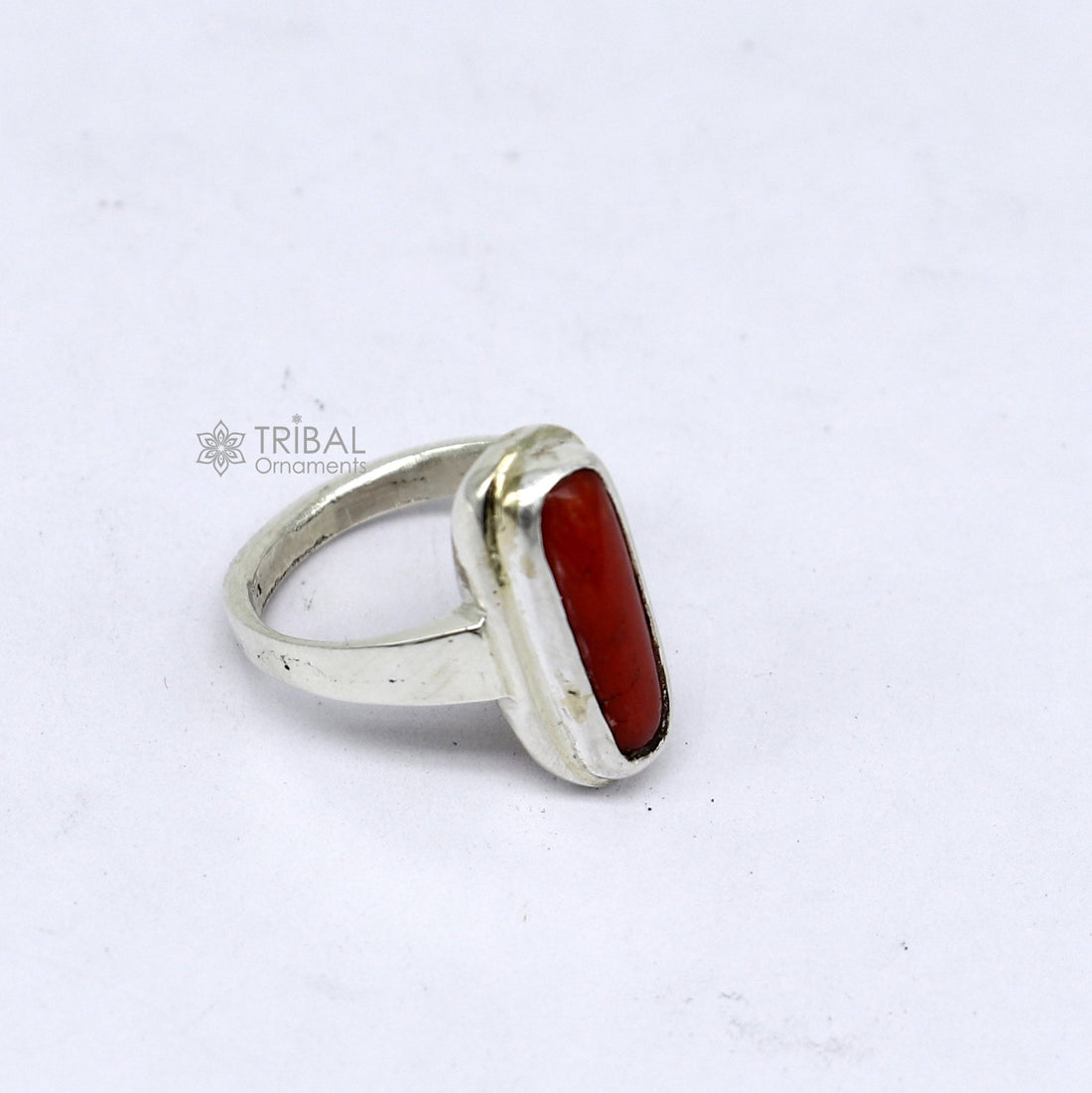 Authentic real Coral (Munga) stone 925 sterling silver handmade ring band for both men's and girl's, best Astro ring  sr379 - TRIBAL ORNAMENTS