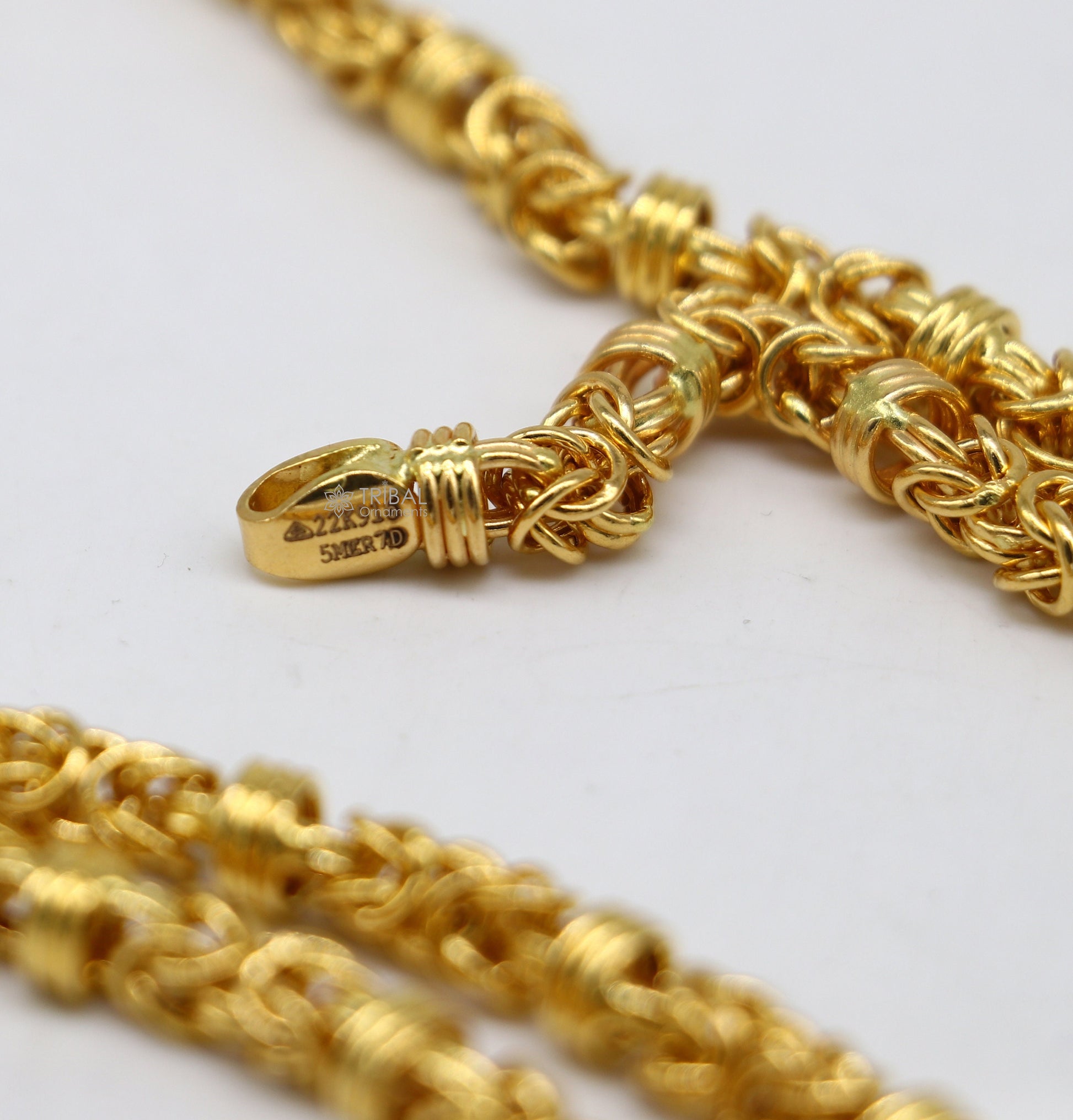 All size authentic hallmarked 22kt 22ct gold 20 to 26 inches long handmade fabulous byzantine stylish chain necklace unisex gifting gch588 - TRIBAL ORNAMENTS