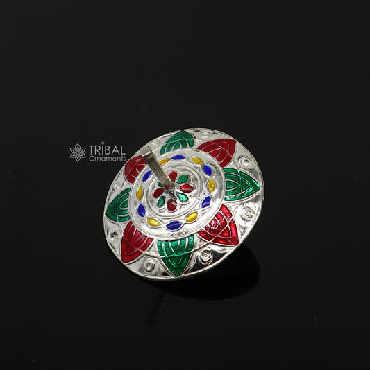 925 sterling silver handmade enamel work Firki or Lattu toy , best silver toy for your  baby krishna idols, best silver article india su1152 - TRIBAL ORNAMENTS