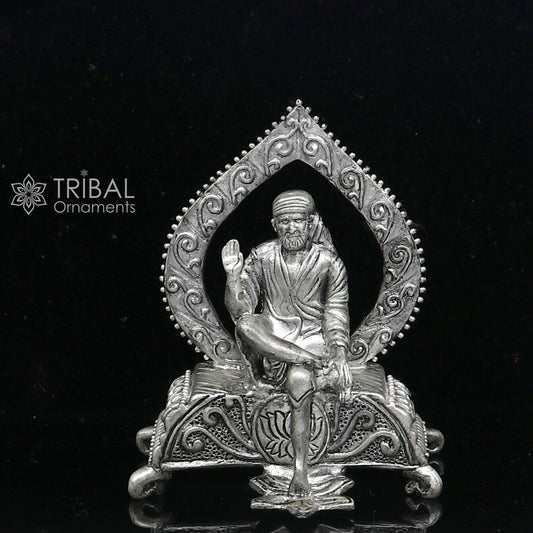 925 sterling silver handmade Divine idol deity Sai Baba mini temple statue murti Statue Sculpture figurine puja article gifting art654 - TRIBAL ORNAMENTS