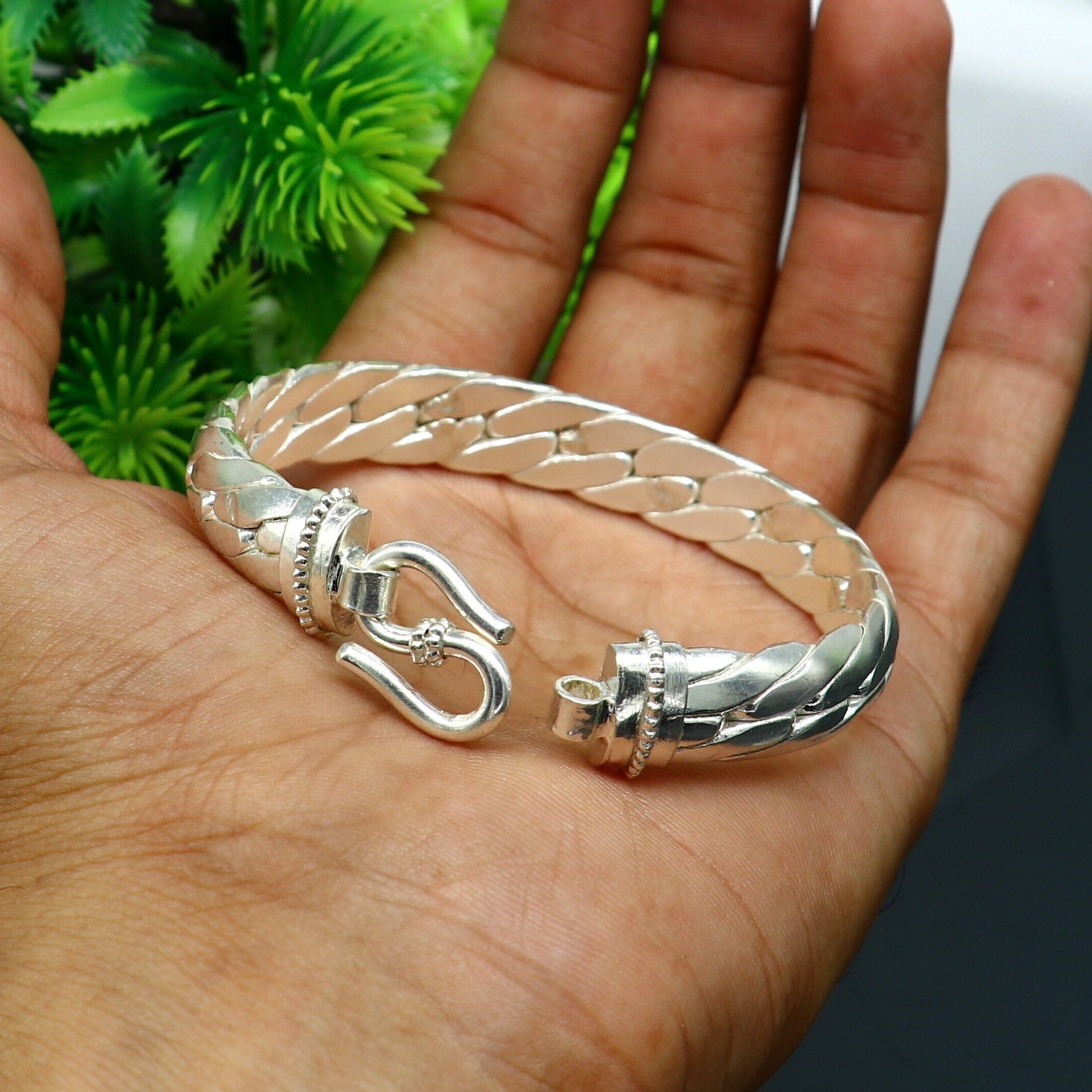 925 sterling silver handmade gorgeous bright shining bangle bracelet kada, fabulous unisex gifting jewelry personalized gift jewelry nsk747 - TRIBAL ORNAMENTS